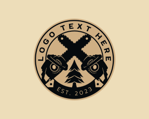 Tree - Tree Chainsaw Badge logo design