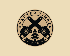 Tree Chainsaw Badge logo design