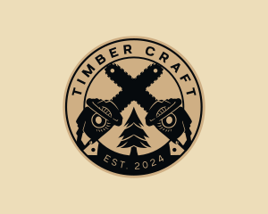 Tree Chainsaw Badge logo design