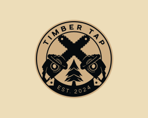 Tree Chainsaw Badge logo design