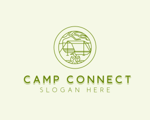 Nature Camping Campfire logo design