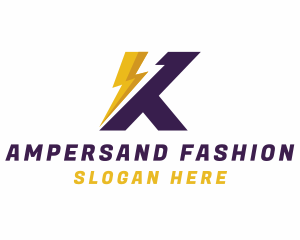 Lightning Sharp Letter K Logo