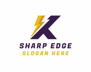 Lightning Sharp Letter K logo
