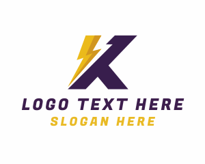 Italic - Lightning Sharp Letter K logo design