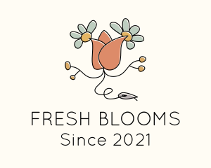 Rose Flower Embroidery logo design