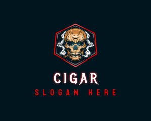 Cigarette Skull Smoking logo design