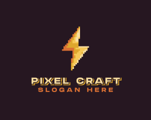 Lightning Bolt Pixelated logo design