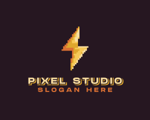 Lightning Bolt Pixelated logo design