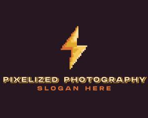 Lightning Bolt Pixelated logo design