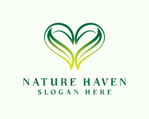 Nature Heart Leaf  logo design