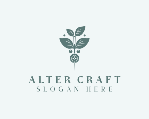 Leaf Thread Sewing Button logo design