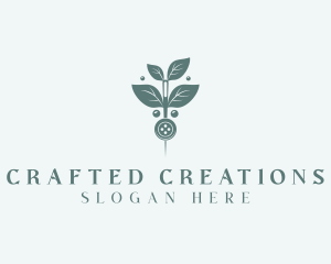 Leaf Thread Sewing Button logo design