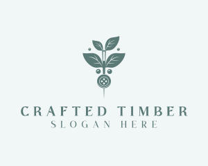 Leaf Thread Sewing Button logo design