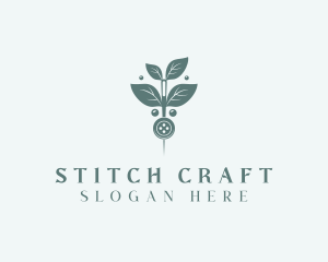 Leaf Thread Sewing Button logo design