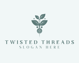 Leaf Thread Sewing Button logo design