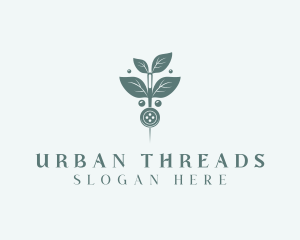 Leaf Thread Sewing Button logo design