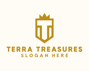 Crown Shield Letter T logo design