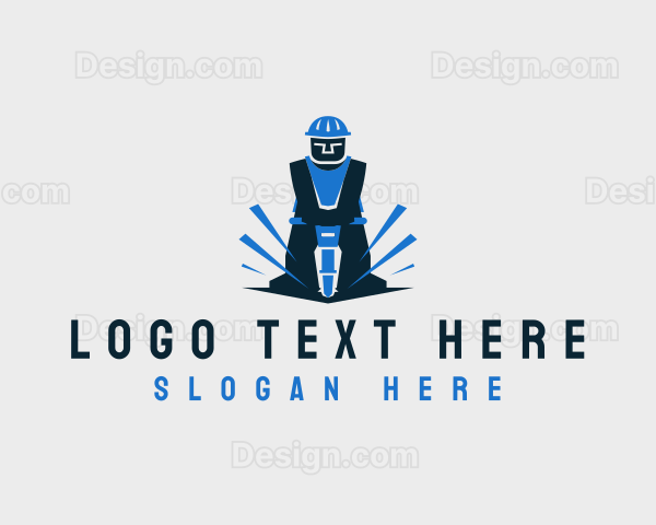 Jackhammer Construction Digger Logo