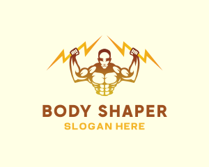 Lightning Bodybuilder Muscle logo design