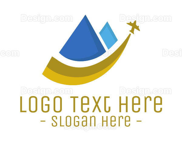 Mountain Airplane Travel Logo