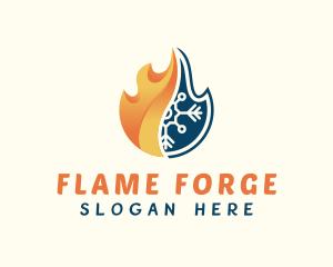 Flame Snowflake HVAC logo design