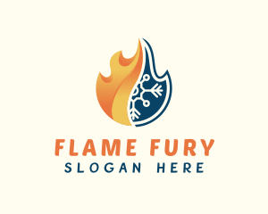 Flame Snowflake HVAC logo design