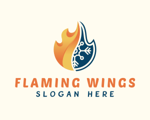 Flame Snowflake HVAC logo design