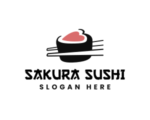 Sushi Heart Chopstick logo design