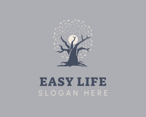 Eco Night Oak Tree logo design