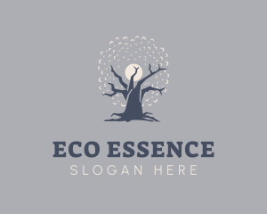 Eco Night Oak Tree logo design