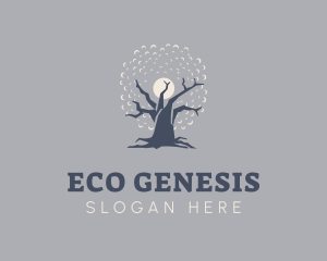 Eco Night Oak Tree logo design