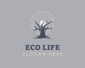 Eco Night Oak Tree logo design