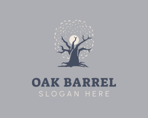 Eco Night Oak Tree logo design