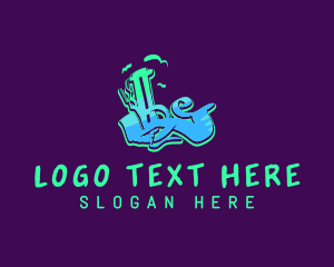 Neon Graffiti Art Letter L logo