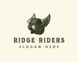 Motorcycle Helmet Wings logo design