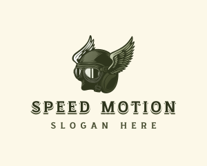 Motorcycle Helmet Wings logo design