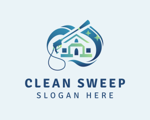 House Pressure Washer Cleaning logo design