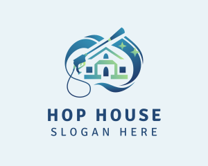 House Pressure Washer Cleaning logo design