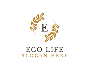 Organic Wreath Leaves Produce logo design