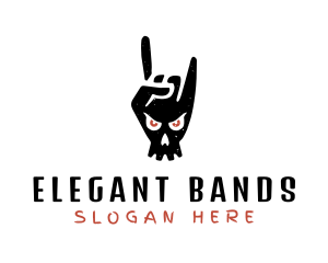 Skull Rock Band Hand logo design