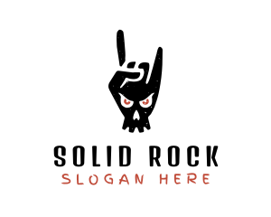 Skull Rock Band Hand logo design