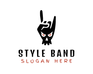 Skull Rock Band Hand logo design