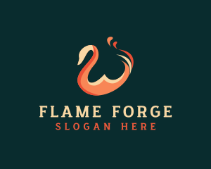 Bird Swan Flame logo design