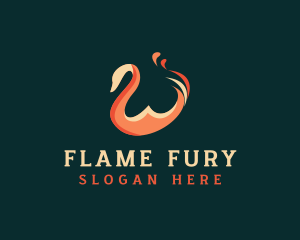 Bird Swan Flame logo design