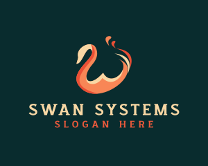 Bird Swan Flame logo