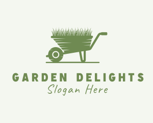 Wheelbarrow Lawn Grass logo design