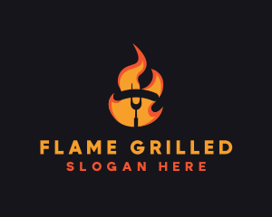 Fire Grilled Sausage BBQ logo design