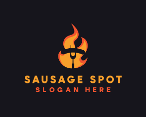 Fire Grilled Sausage BBQ logo design