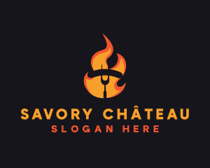 Fire Grilled Sausage BBQ logo design