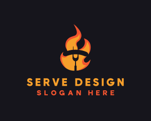 Fire Grilled Sausage BBQ logo design